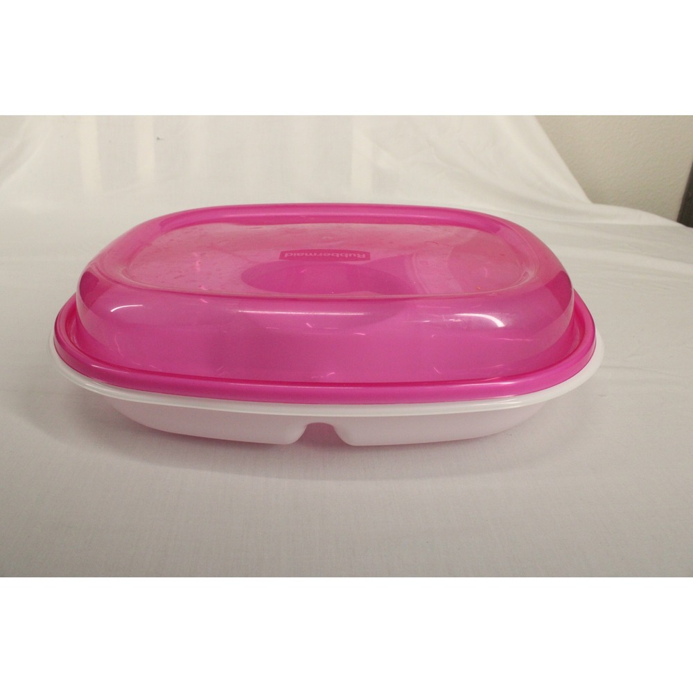 Rubbermaid Party Platter Divided Serving Tray Pink White Plastic 2.3L USA Made